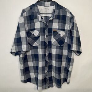 Orvis Short Sleeve Button Up Shirt Mens Size XXL Blue Plaid Classic Collection